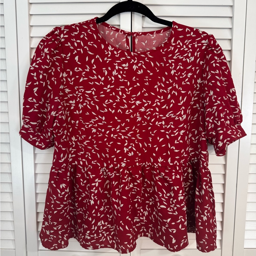 Red Peplum Top Blouse